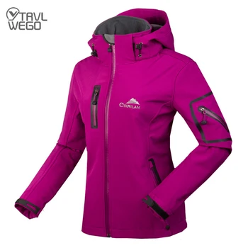 Женская куртка Softshell TRVLWEGO Для пеших прогулок, бега, кемпинга, ветрозащитный флис с капюшоном, для занятий спортом на открытом воздухе, для треккинга.