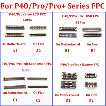 2шт 32 40 60-контактный разъем FPC ЖК-дисплея на материнской плате для Huawei P40 Pro + P40Pro Аккумулятор Микрофон Sim-карта USB зарядка Гибкий гибкий кабель