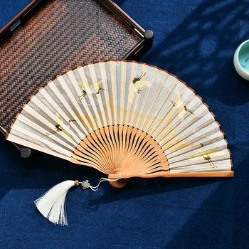 Китайский стиль однотонный классический складной веер Hanfu старинный стиль для танцев на подиуме женский веер cheongsam Японский подарок