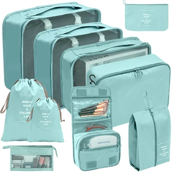 10шт Портативная Складная сумка для хранения для путешествий Чемодан с сумкой для обуви Косметичка Дорожный багаж Сумка-Органайзер для хранения одежды