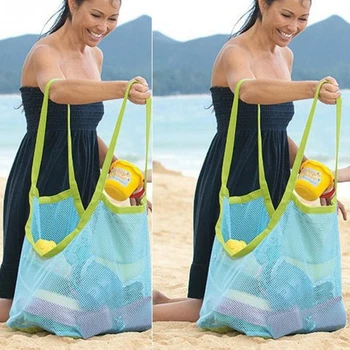 Переносная сетчатая сумка для детей от песка, сумки для хранения детских игрушек, большая пляжная сумка для полотенец, женская косметичка для макияжа