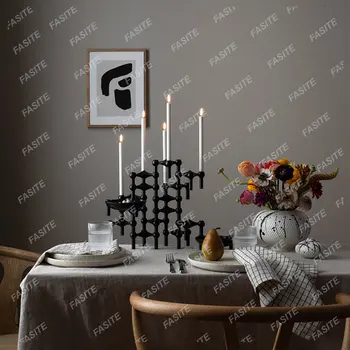 Датский металлический подсвечник молекулярной структуры Скандинавский подсвечник Tealight Gold Украшение стола в центре гостиной Подарок