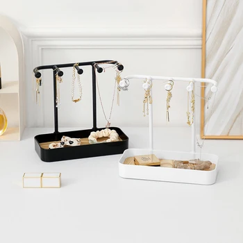 Модный Ювелирный Органайзер Для сережек, ожерелий, Стеллаж для хранения ювелирных изделий с деревянным основанием, Подвесной держатель для браслета