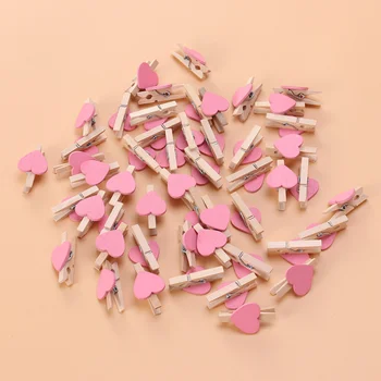 50шт Декор для музыкальных нот Любовь Деревянные зажимы Красивые маленькие фиксирующие зажимы для раскрашивания фотографий (розовый)