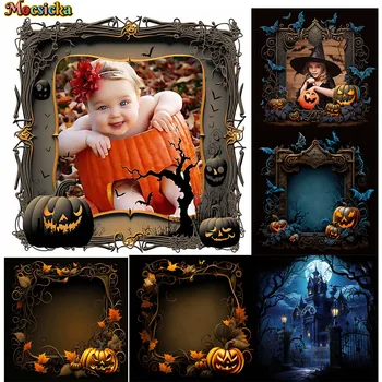 Фон для фотообоев в стиле замка в стиле Хэллоуина, декор в виде тыквы, фон для фотосессии на заказ, реквизит для фотосессии новорожденных осенью
