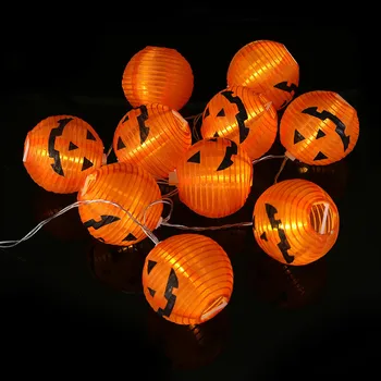 10LED Светодиодные гирлянды на Хэллоуин, тыквенные Призрачные фонари в виде черепа, работающие на батарейках Принадлежности для декора дома на Хэллоуин для вечеринок