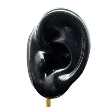 Прочный держатель для сережек-витрин, модель человеческого уха, держатель-гвоздик, Мягкий силикон, Черный Слева