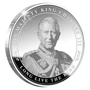 Памятная монета короля Чарльза Памятная монета ручной работы Коллекционный сувенир 3D Значок короля Англии