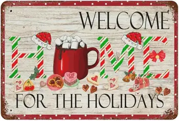 Рождественские вывески Горячий Шоколадный батончик, Металлическая жестяная вывеска, Декор для дома, Винтажное Рождественское Приветствие на праздничной вывеске Hot Choco Bar