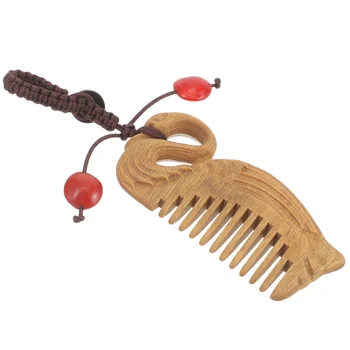 Деревянная расческа с орнаментом, расчески, женский брелок для укладки из розового дерева, мини-держатель для густых волос