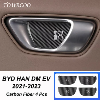 Для BYD HAN DM EV 2021 2022 2023 Дверная Ручка Автомобиля Внутренняя Дверная Чаша Защитная Наклейка Из Углеродного Волокна Аксессуары