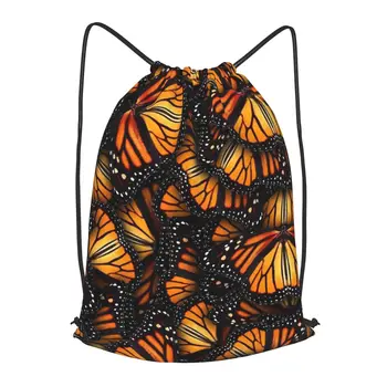 Рюкзак на шнурке с оранжевыми бабочками-монархами, мужская спортивная сумка для занятий в тренажерном зале, рюкзак для занятий йогой для женщин