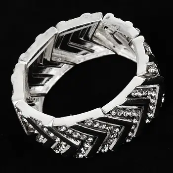 Широкий эластичный браслет-манжета со стразами, браслет для свадьбы, невесты, выпускного вечера, девочек