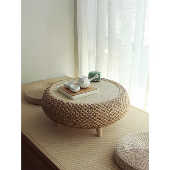 Ротанговый эркер, маленький столик, простой чайный столик татами, передвижной чайный столик для домашней спальни, круглый низкий столик, столик на подоконнике.