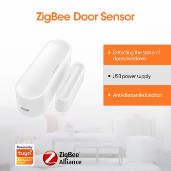 10-1ШТ Tuya Zigbee 3.0 Датчик двери, окна, умный дом, детектор сигнализации, беспроводная защита от демонтажа, 2,4 ГГц, защита безопасности