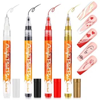 4ШТ Воздушно-сухой карандаш для граффити для ногтей, водонепроницаемая ручка для рисования граффити для ногтей, Быстросохнущая ручка для точечной росписи, сделай сам